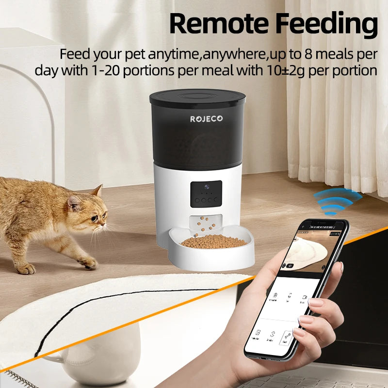 Comedero automático para gatos con grabadora inteligente de voz e imagen